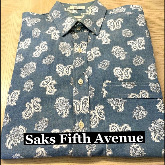 Saks Fifth Ave, Paisley Print Shirt Sz S - Picture 1 of 10